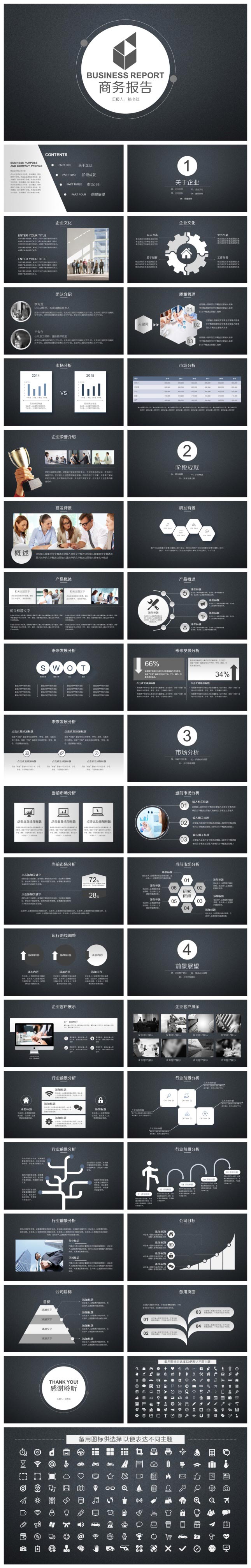简约全面总结计划商务汇报PPT模板