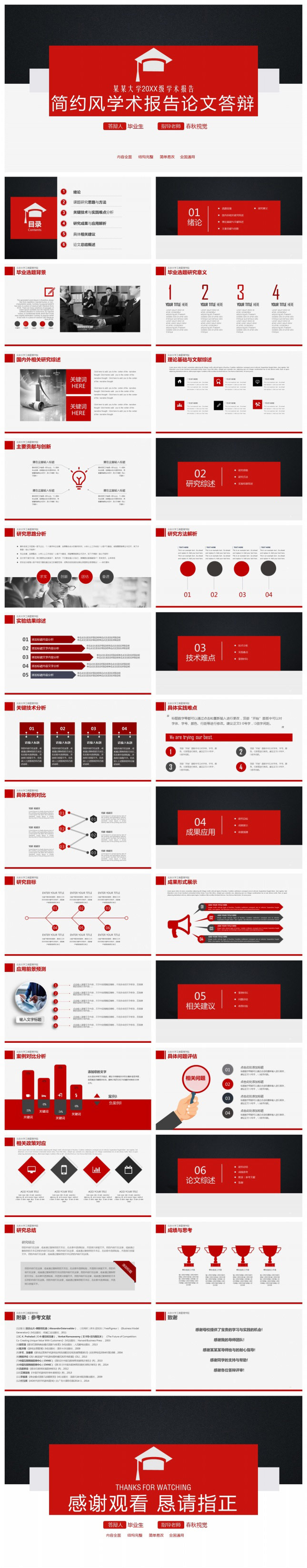 简约端庄学术报告论文答辩PPT模板