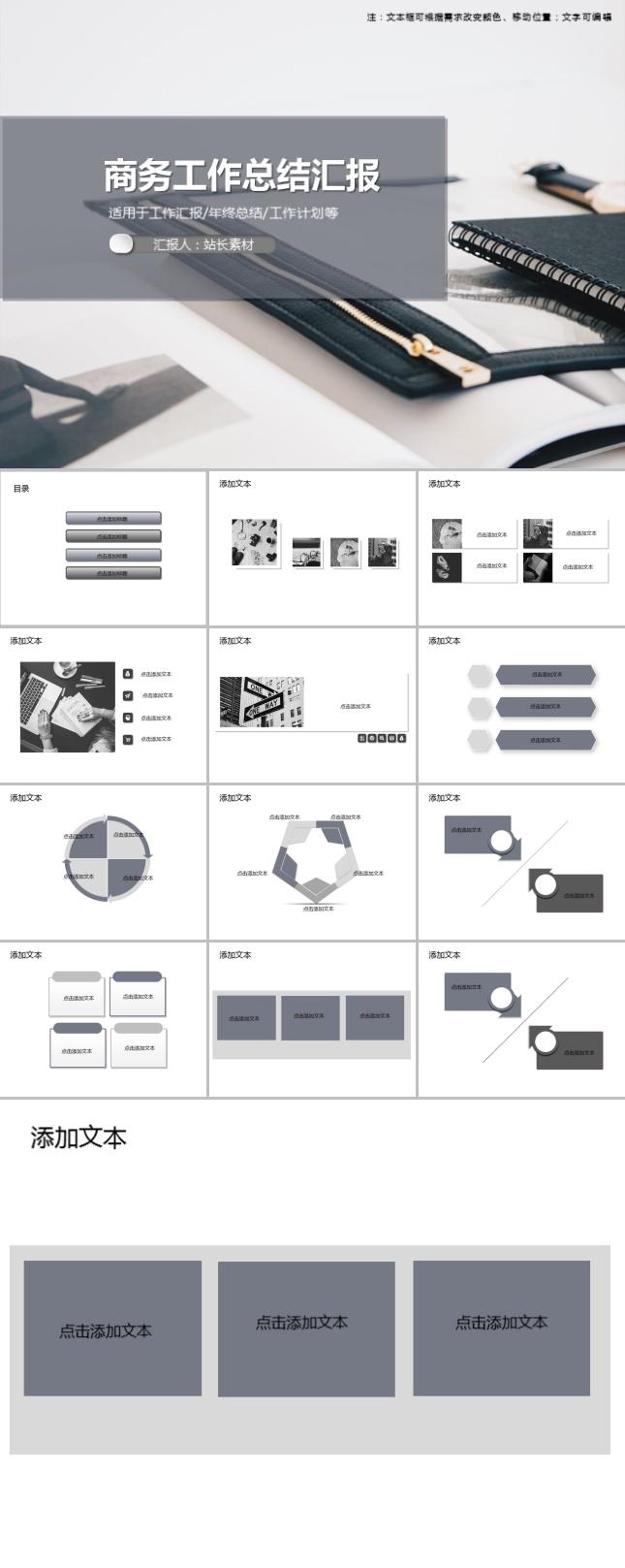 商务工作总结汇报通用PPT模板