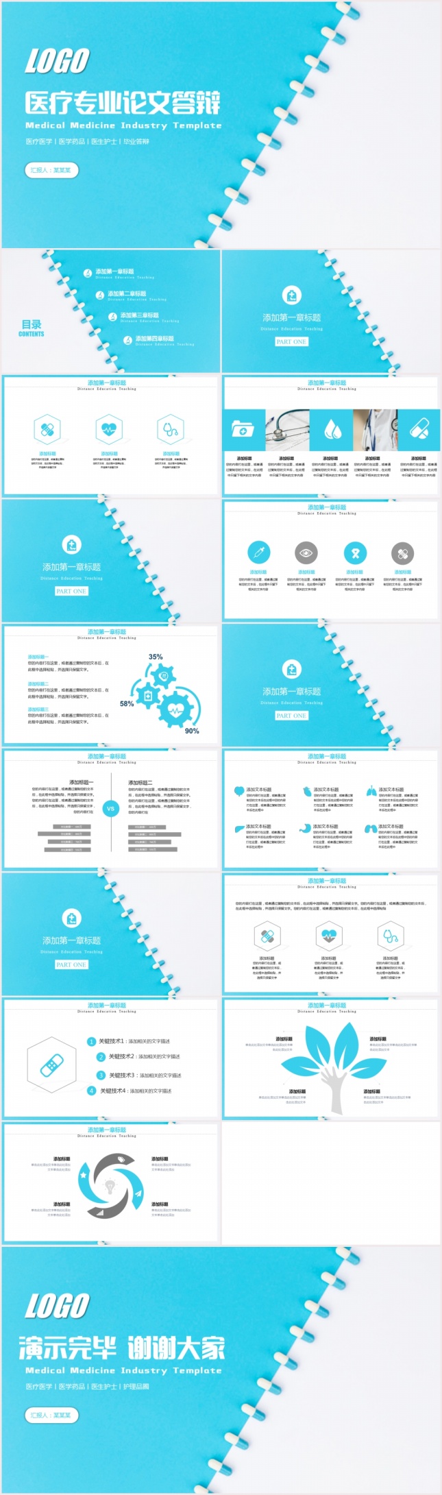 简约清新医疗专业论文答辩PPT模板