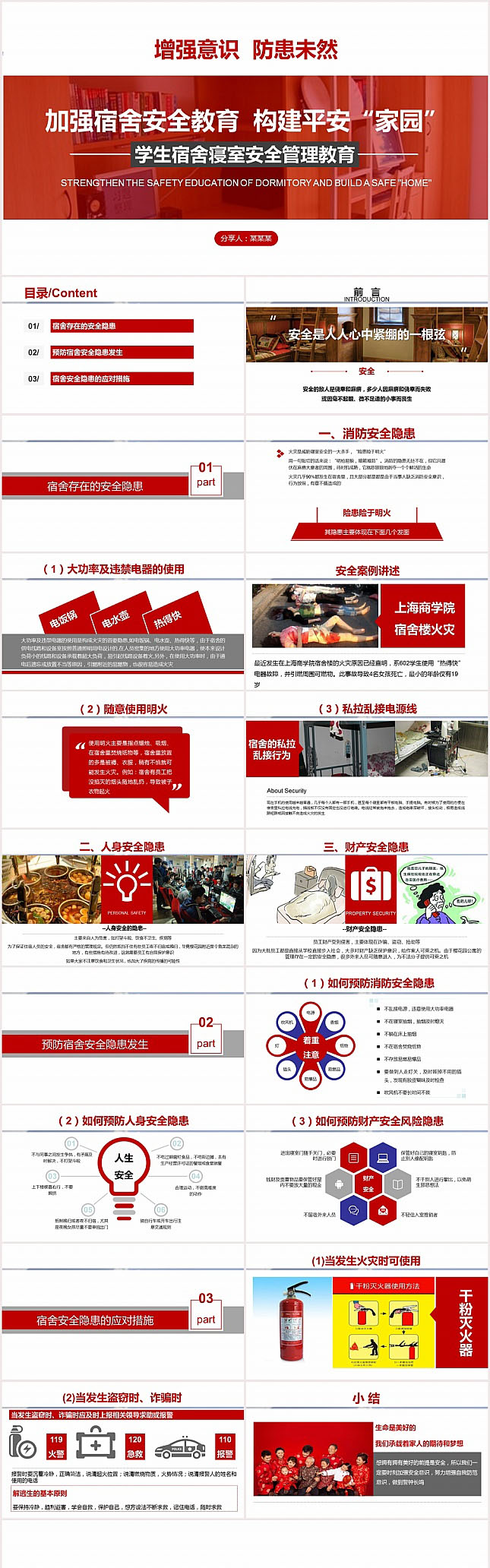 学生宿舍寝室安全教育管理PPT模板