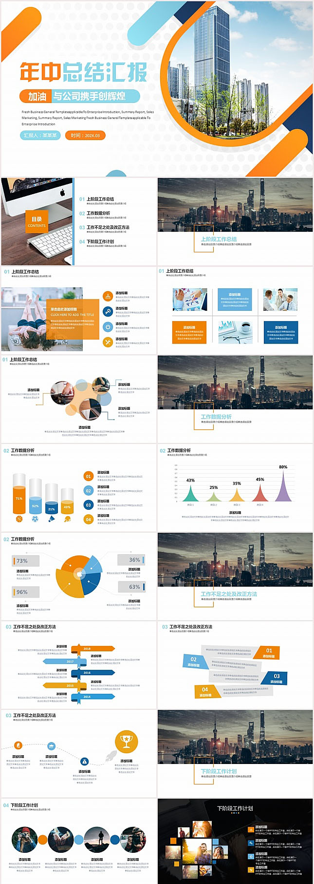 商务风年中总结汇报PPT模板