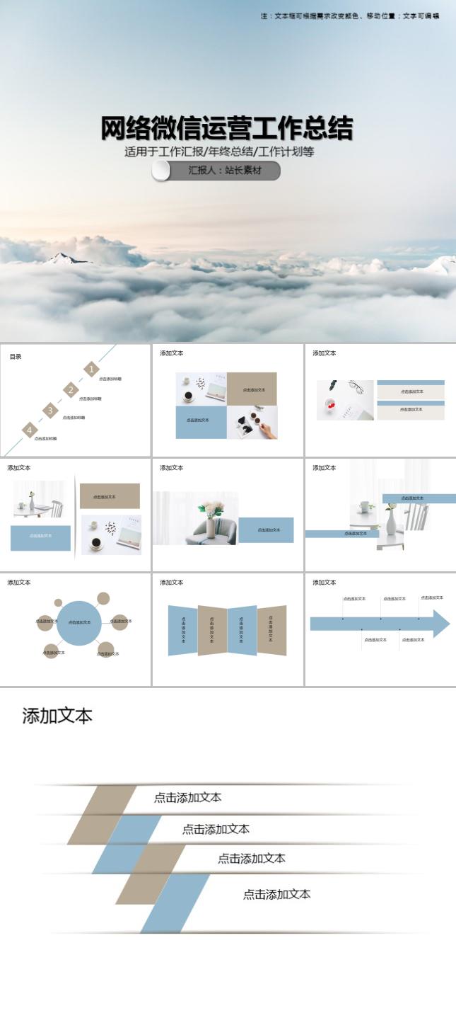 网络微信运营工作总结PPT模板