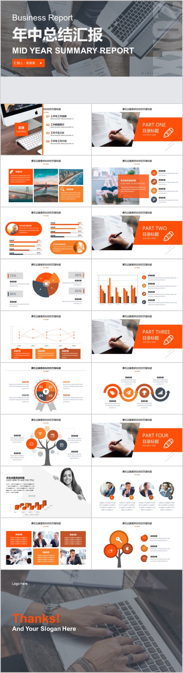 商务风年中工作总结汇报PPT模板