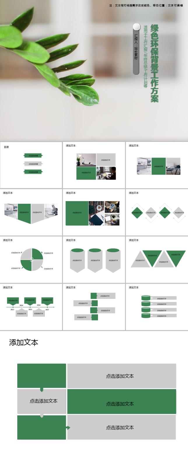 绿色环保背景工作方案PPT模板