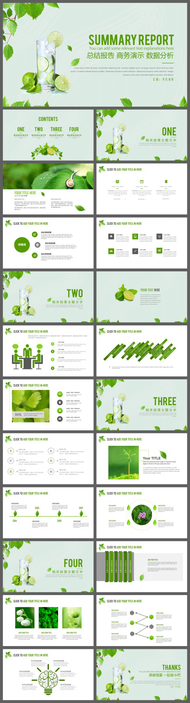 绿色清新工作计划培训讲座PPT模板