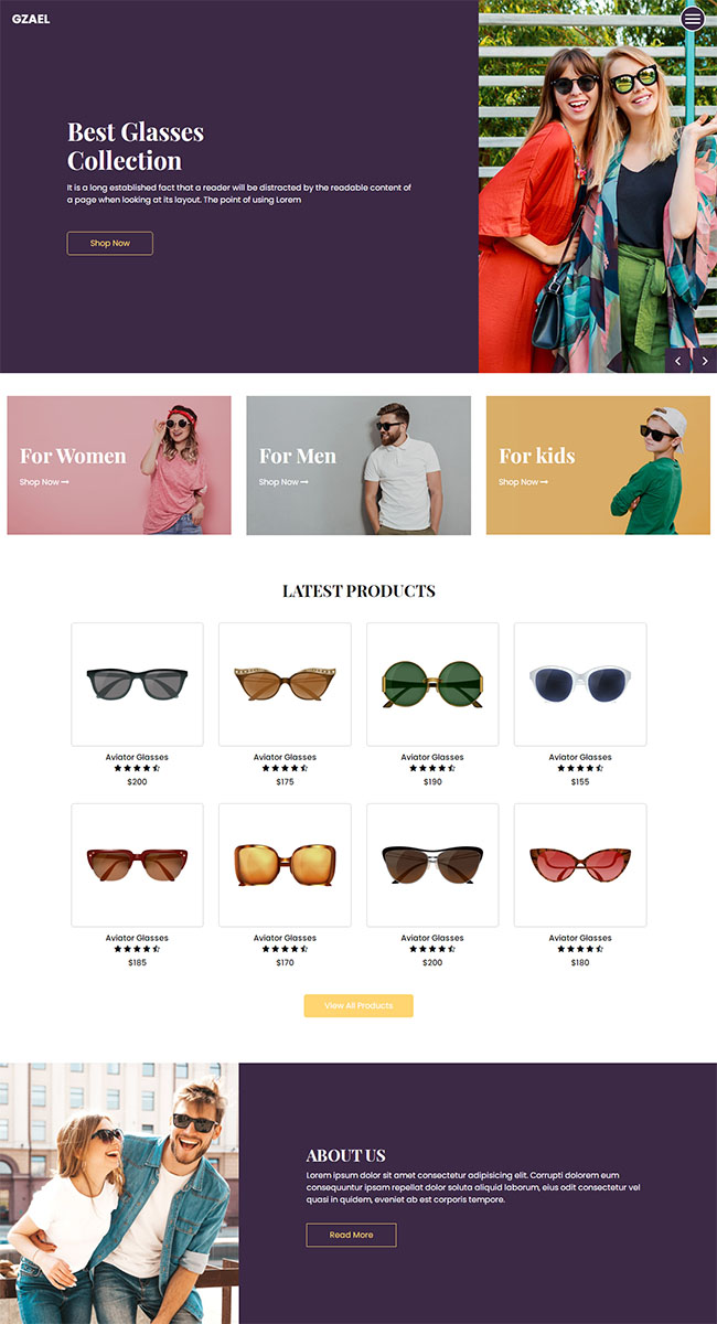 时尚眼镜企业官网网站模板（眼镜店官网）