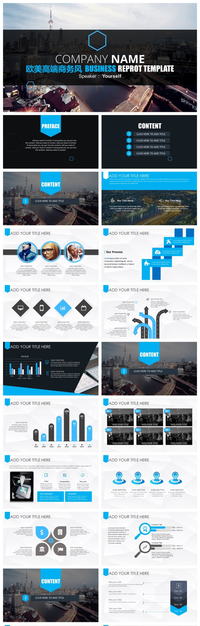 欧美商务风企业总结汇报通用PPT模板