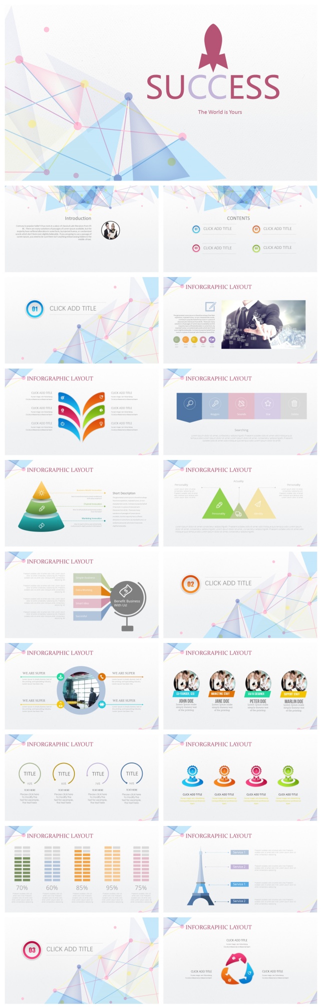 扁平欧美风计划总结工作汇报PPT模板
