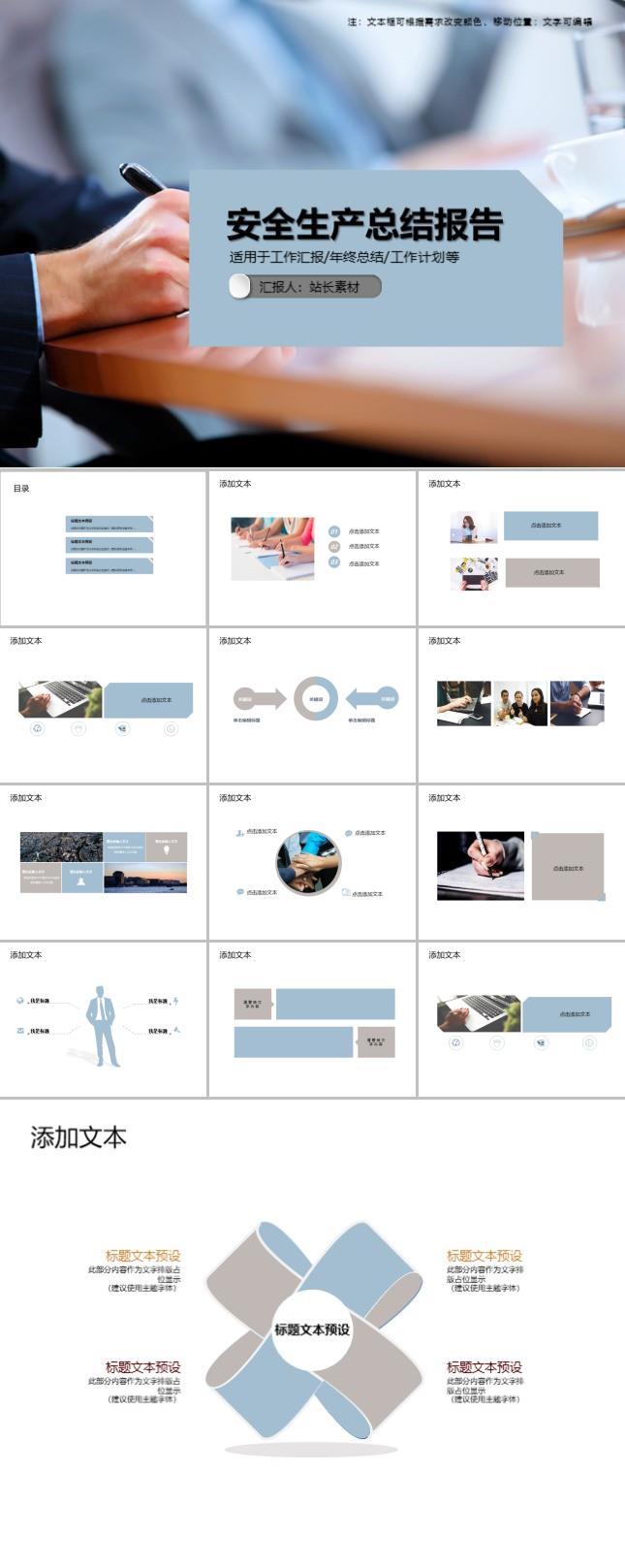 安全生产总结报告PPT模板