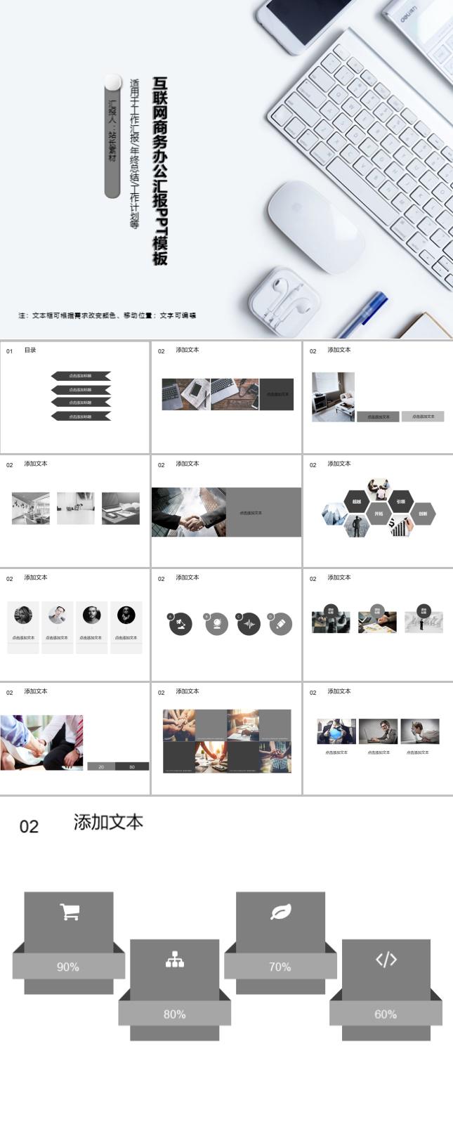 互联网商务办公汇报PPT模板