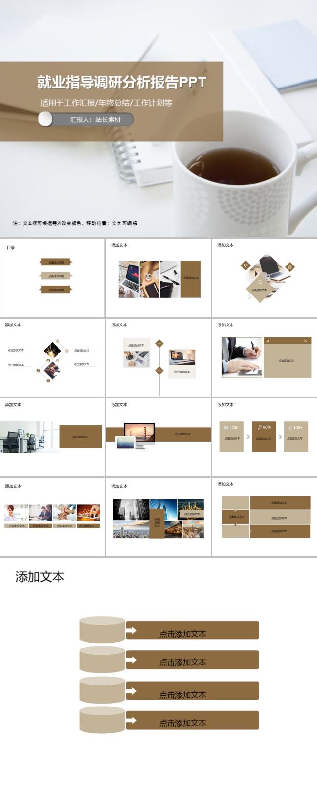 就业指导调研分析报告PPT模板