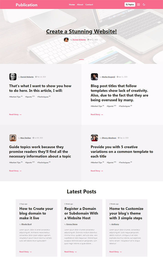 粉色风格企业博客网页模板  模板下载 第1张