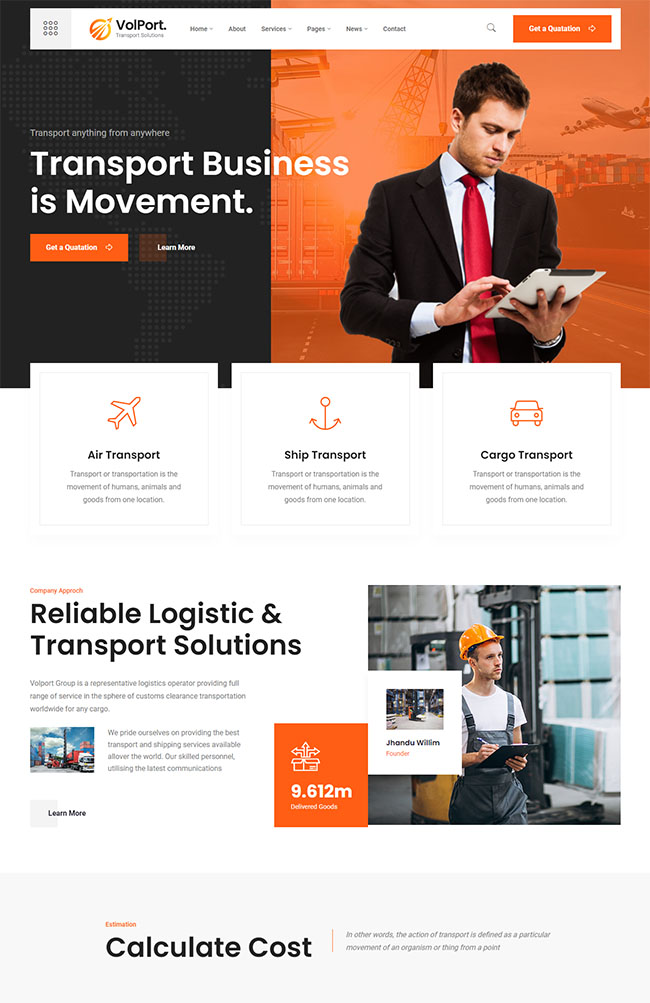 物流运输企业网站HTML5模板（物流公司网站模板）