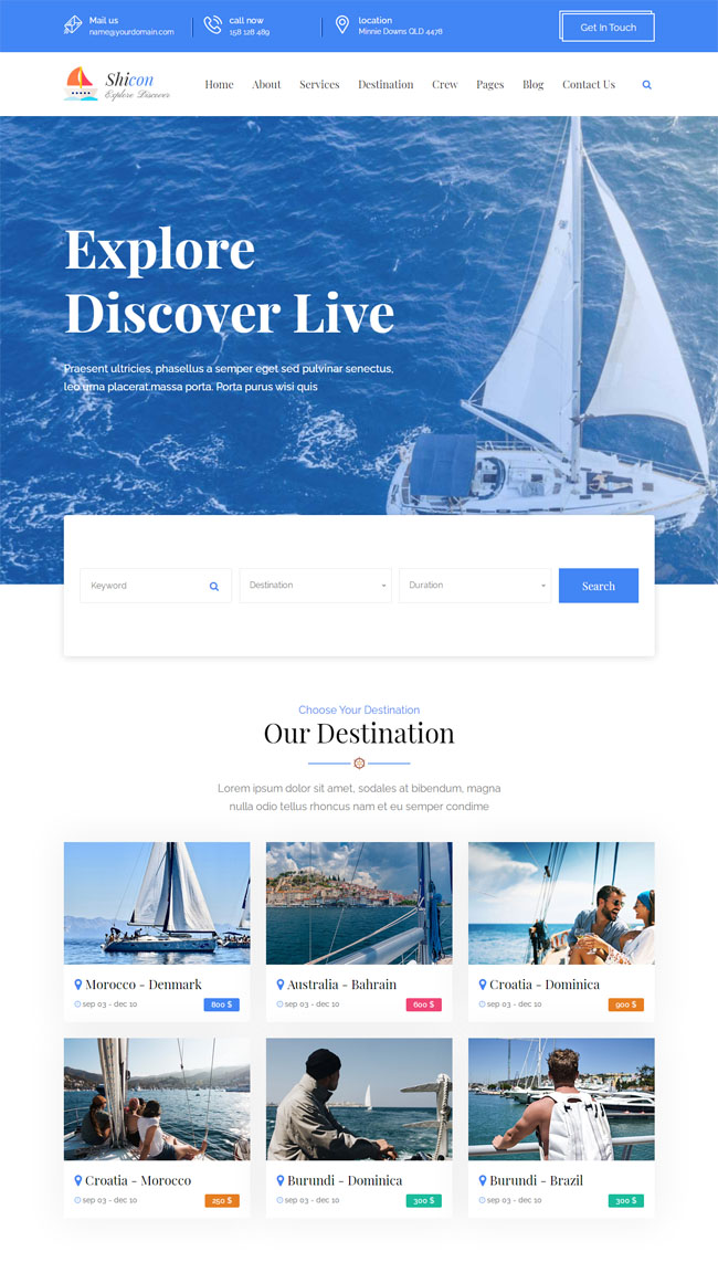 蓝色轮船游艇俱乐部网站模板（蓝海游艇俱乐部）