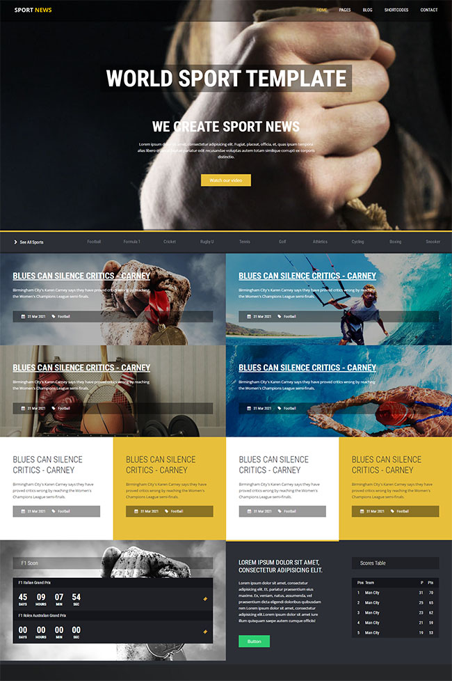 体育新闻网站HTML5模板（体育新闻客户端）