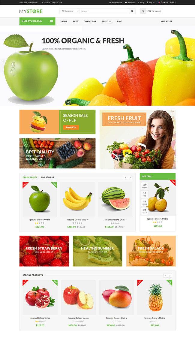 绿色新鲜水果商城网站模板（特色水果商城）