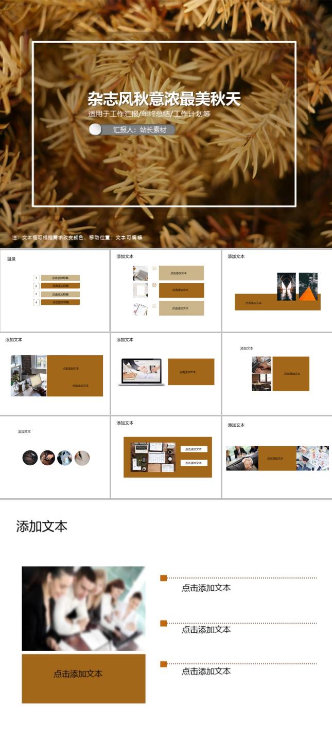 杂志风秋意浓最美秋天PPT模板