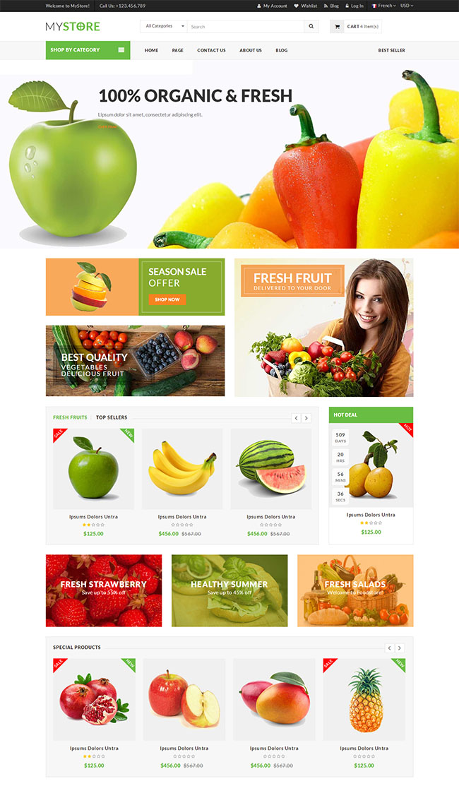 新鲜水果购物商城HTML5模板（水果商城网站模板）