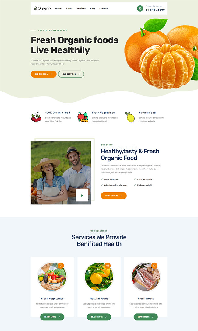 农场有机食品网站HTML5模板（农业网站模板）
