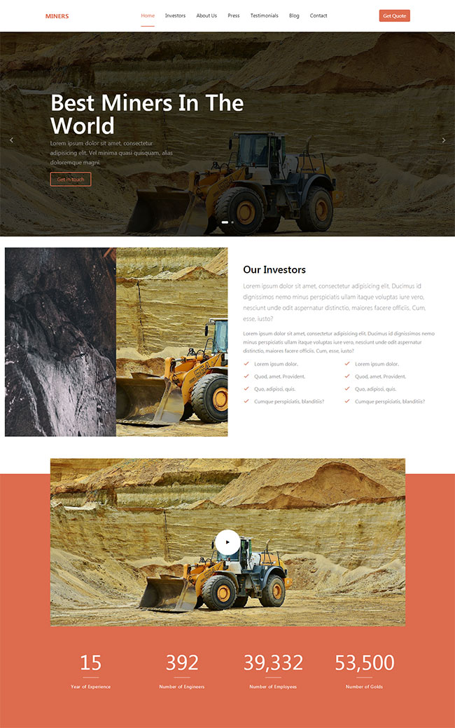 矿业工业重工网站HTML5模板