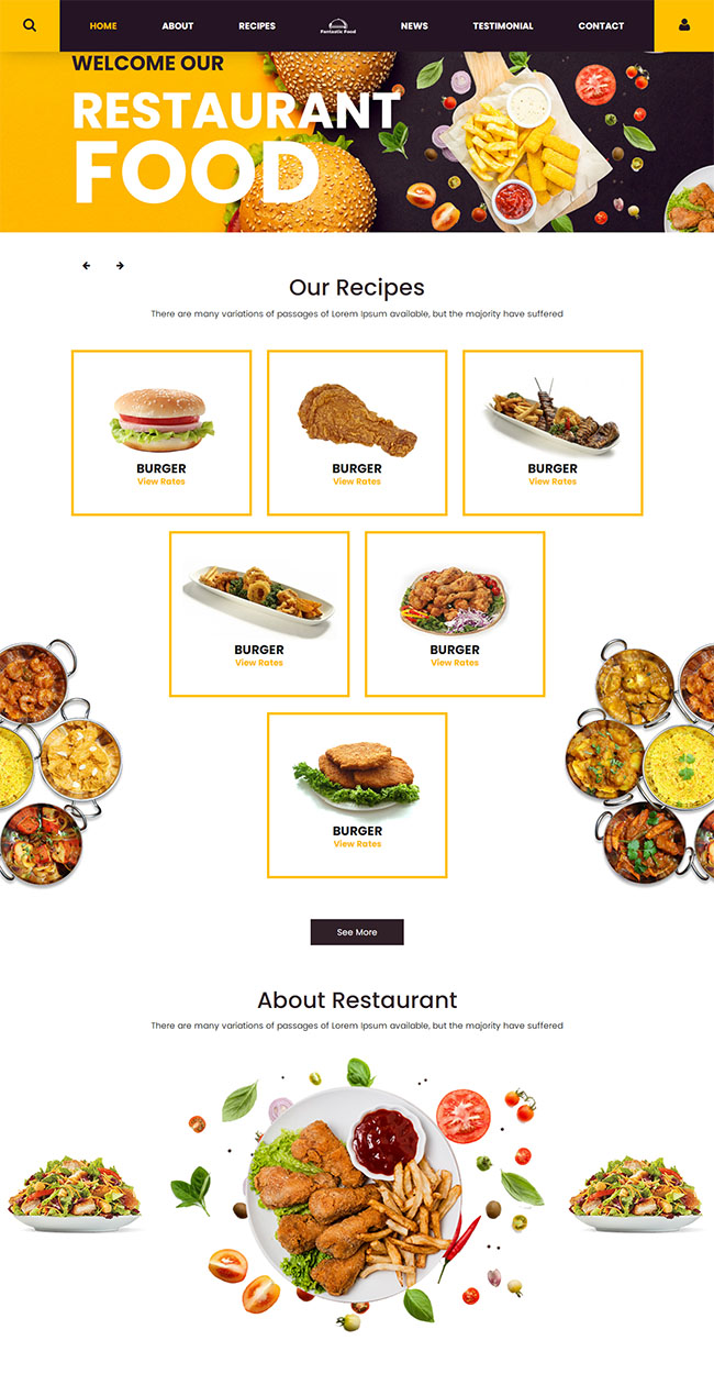 美食餐厅食物网站模板（美食网站模板图片）