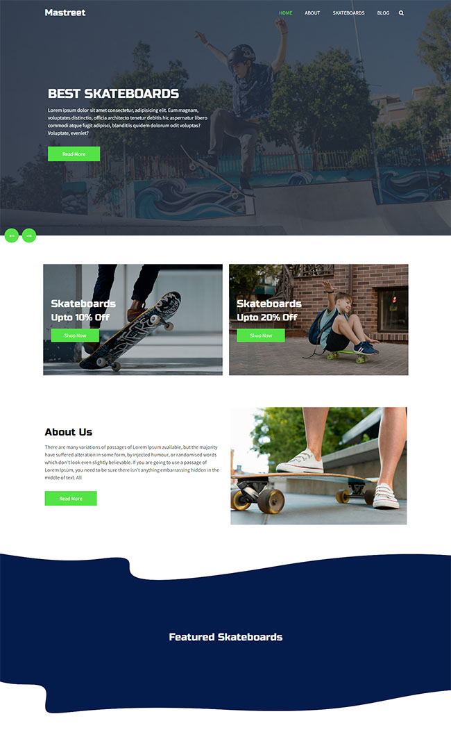 滑板生产厂家网站HTML5模板（滑板网页网站设计）