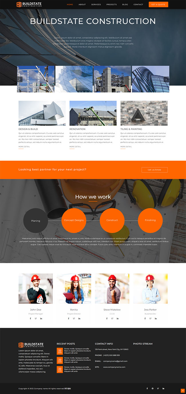 建筑施工单位网站HTML5模板（工程建筑模板网站）