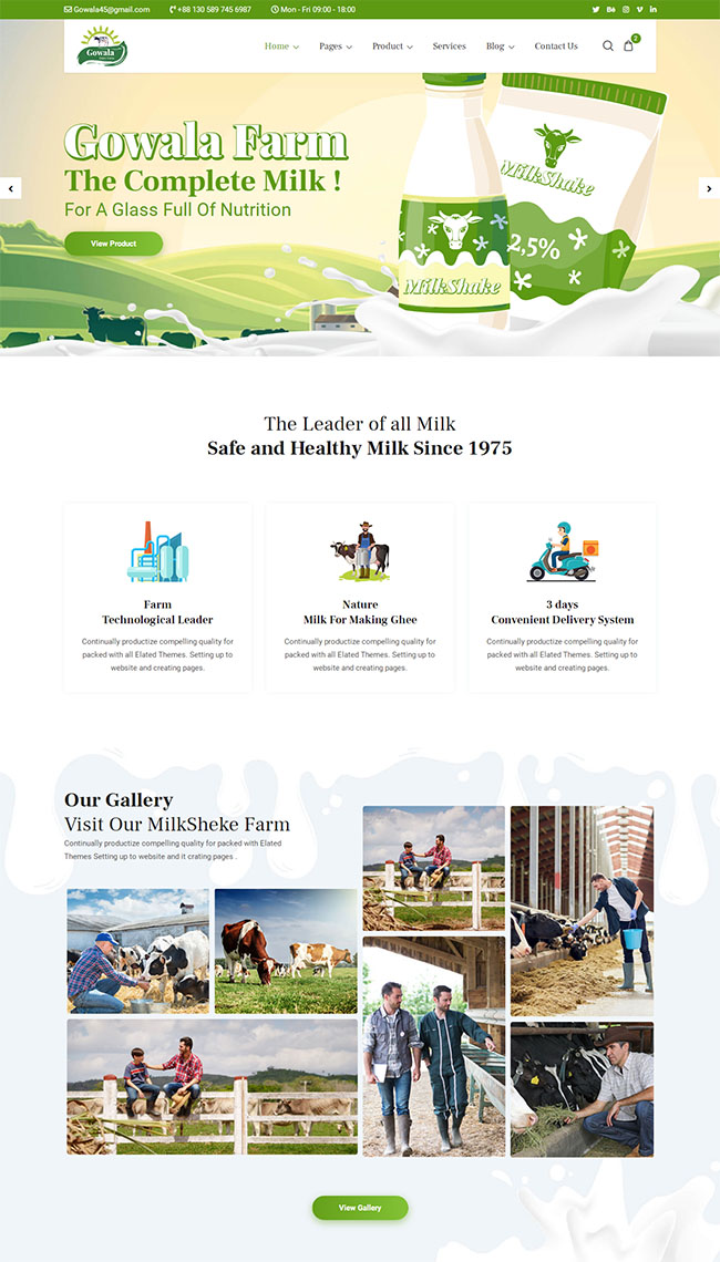 奶牛场生态健康产品HTML5模板  模板下载 第1张