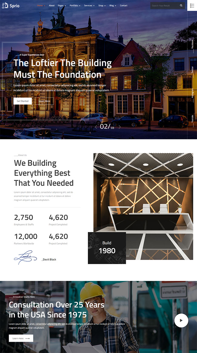 建筑设计工程师网站HTML5模板（建筑设计素材网站）