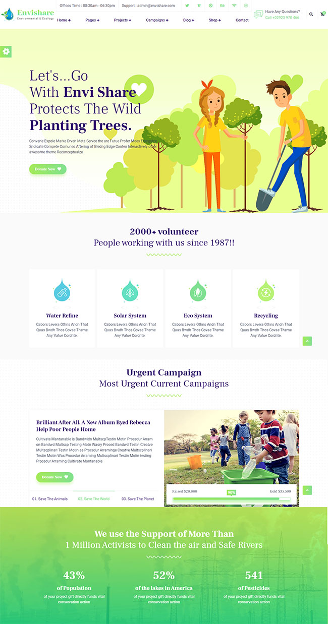 环境生态保护公益网站模板（绿色环保公益平台）