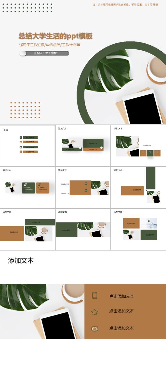 总结大学生活的ppt模板