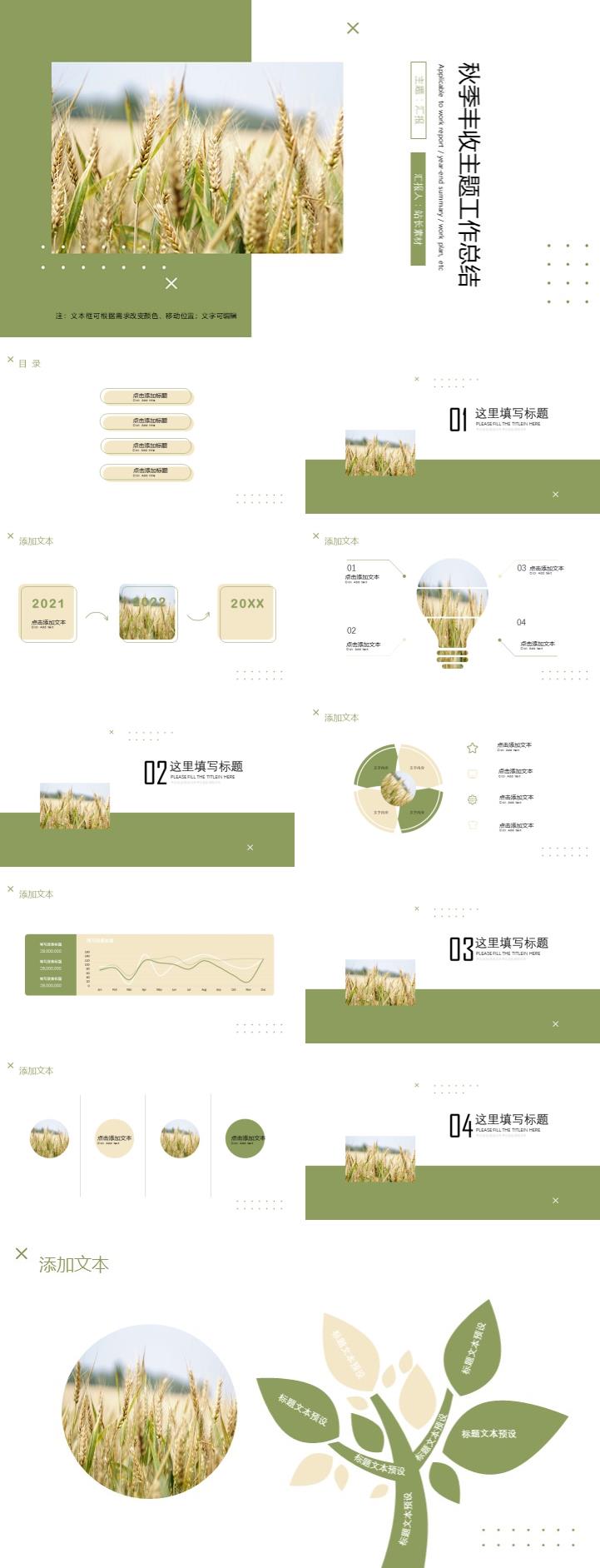 秋季丰收主题工作总结ppt模板