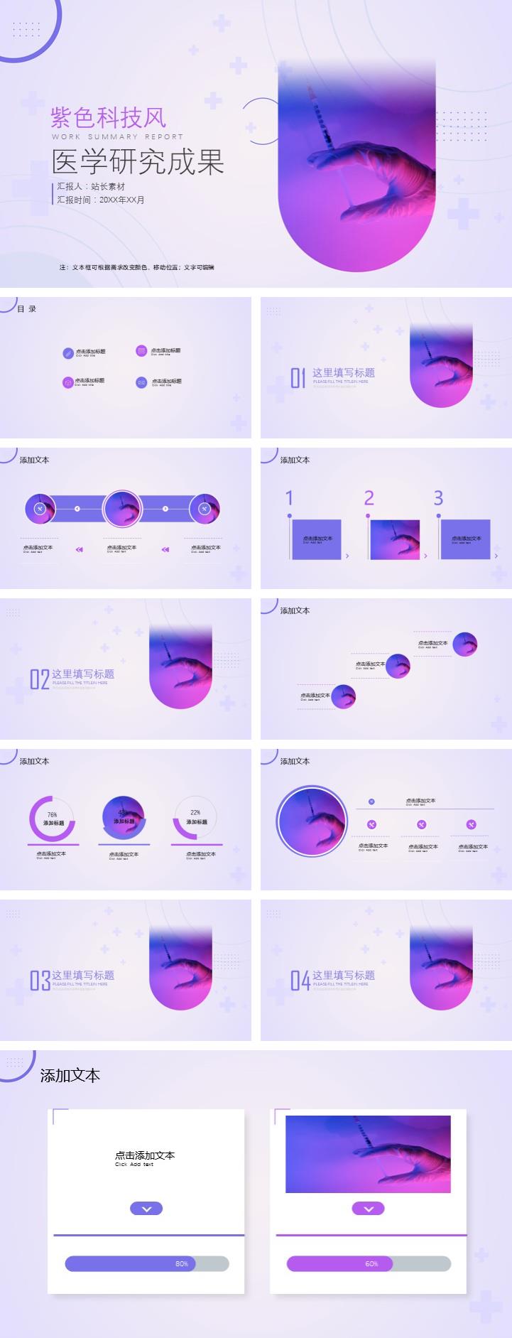 紫色科技风医学研究成果ppt模板