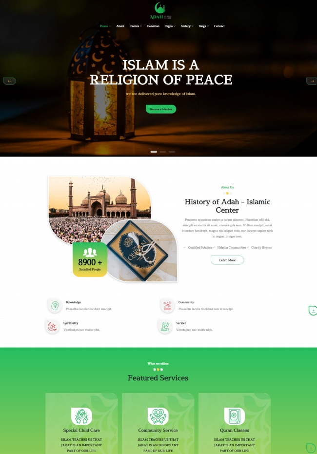 HTML5伊斯兰教社区服务网站模板