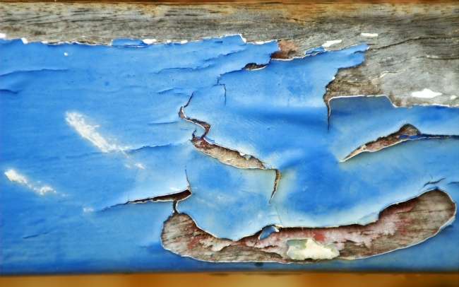 蓝色漆裂开木板图片