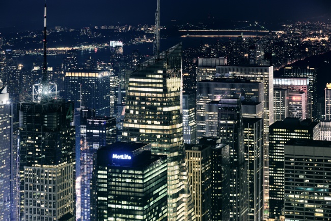 美国高楼大厦夜景俯瞰图