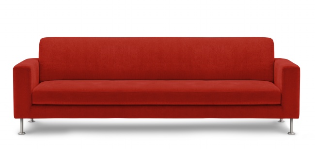 红色绒布沙发图片