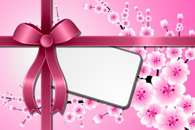 粉色蝴蝶结花框图片