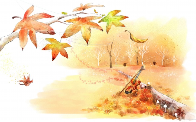 手绘秋天的枫叶图片