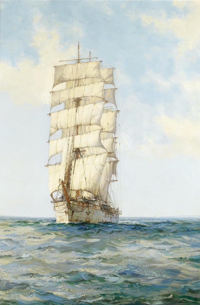 欧洲帆船油画图片