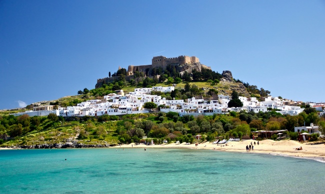 唯美希腊海边图片