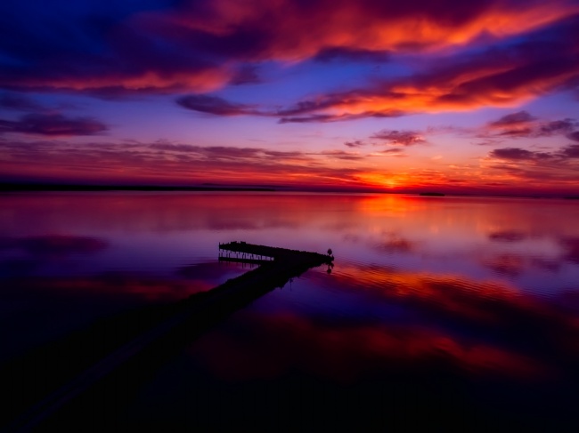 密歇根湖黄昏美景图片