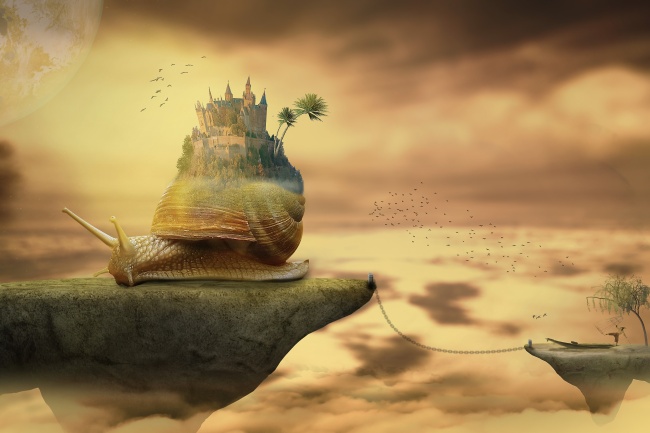 梦幻蜗牛城堡风景图片