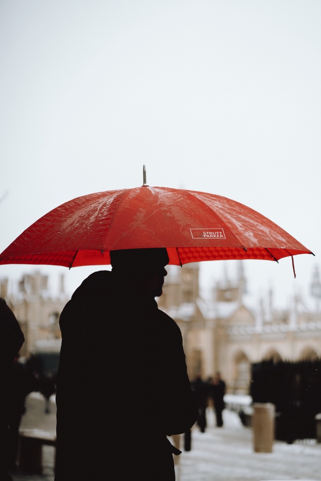 一个人打伞淋雨图片