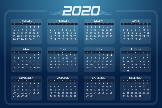 2020全年日历表图片