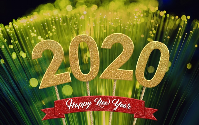 金色2020新年字样图片