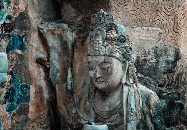 观音菩萨石雕像图片