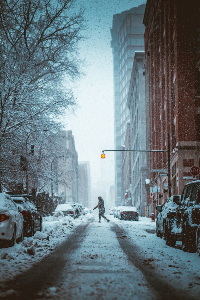 城市下雪的图片