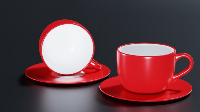 红色陶瓷咖啡杯图片